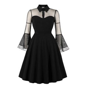 Sheer sleeve cocktail dress